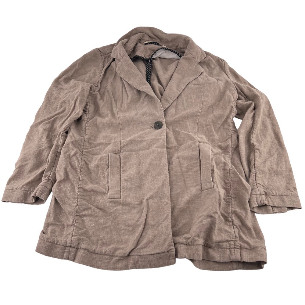 Soft Surrounding Linen Blend Jacket Women's size Medium Oatmeal Tan coastal gma